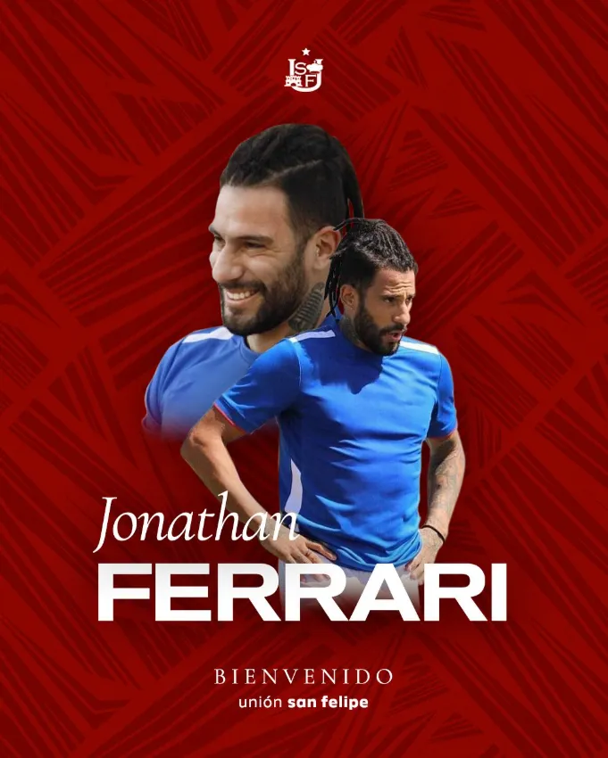 La gráfica para recibir a Jonathan Ferrari. (Captura @USanFelipeSADP).