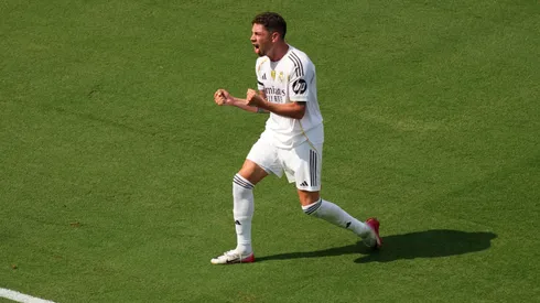 Federico Valverde celebra su gol en la victoria de Real Madrid contra Pachuca, en la segunda fecha del Mundial de Clubes.