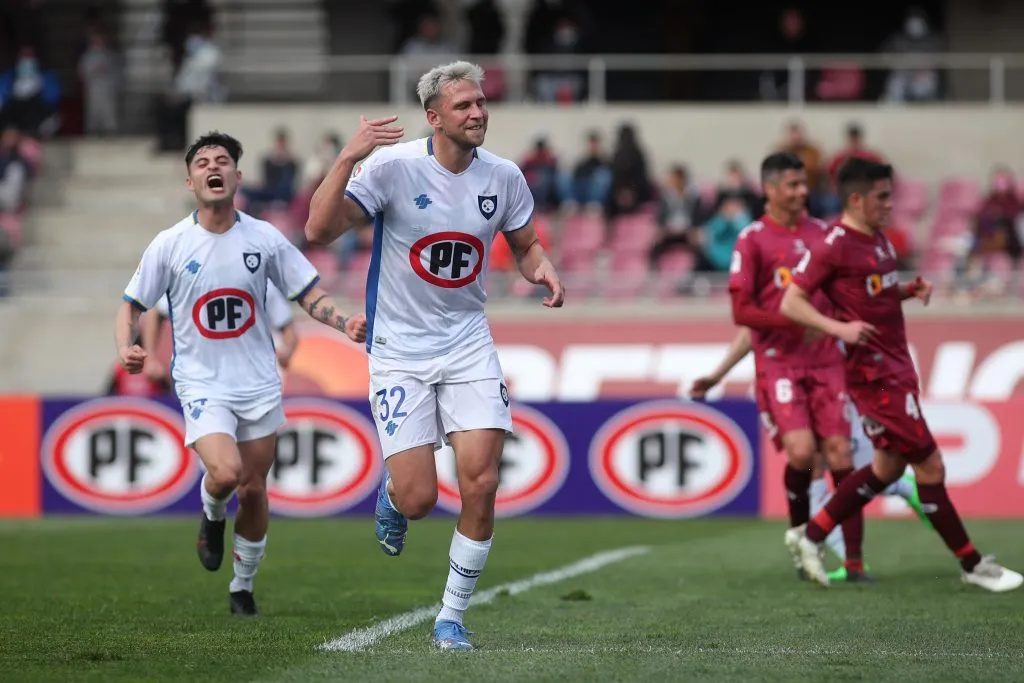 Luciano Nequecaur celebra el gol ante los granates. Hernan Contreras/Photosport