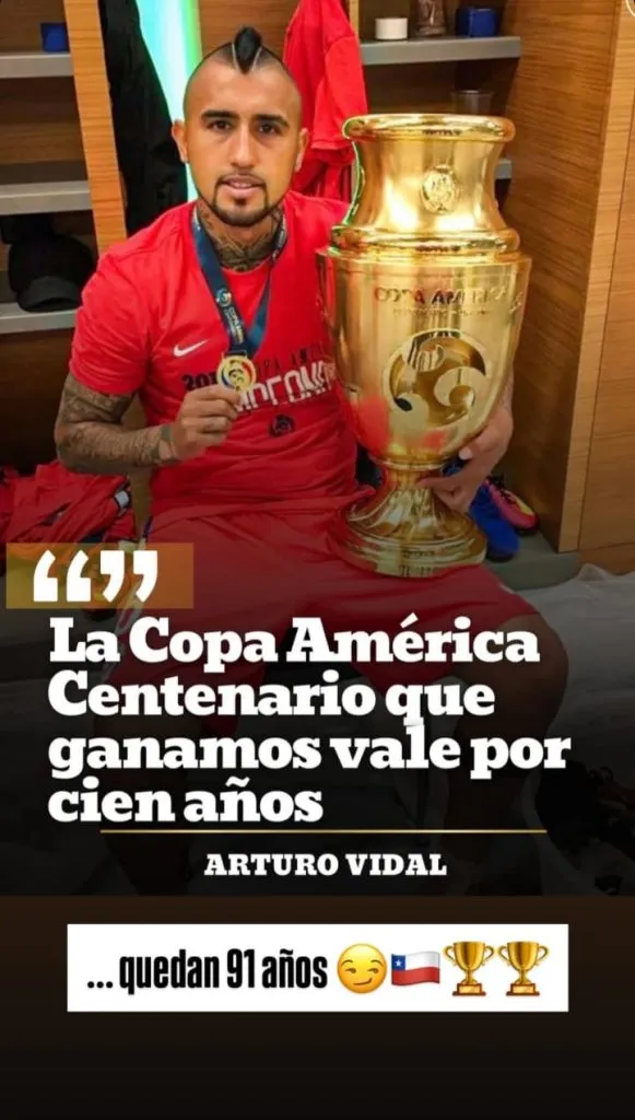 El desafiante festejo de Vidal por la Copa América Centenario 2016.