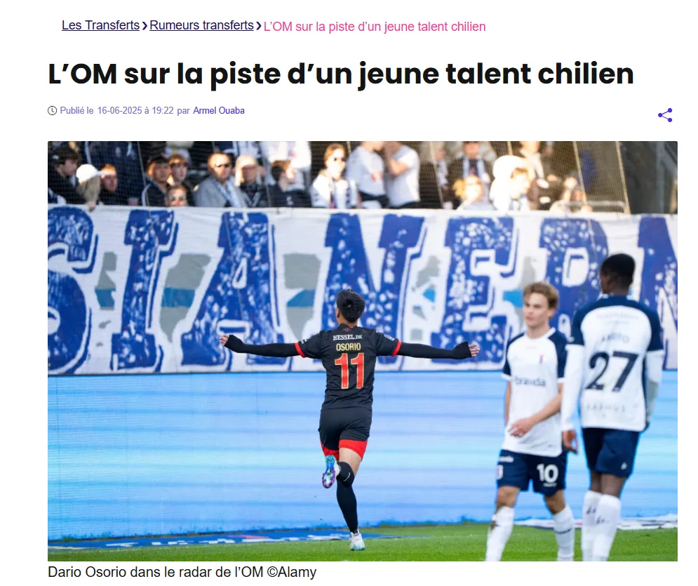 “OM tras la pista de un joven talento chileno” indican desde Francia. (Foto: les-transferts.com)