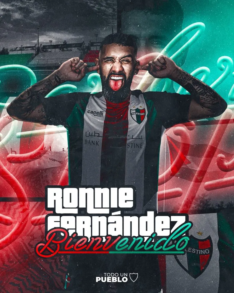 Ronnie Fernández vuelve a Chile para jugar por Palestino una vez más. Foto: Palestino.