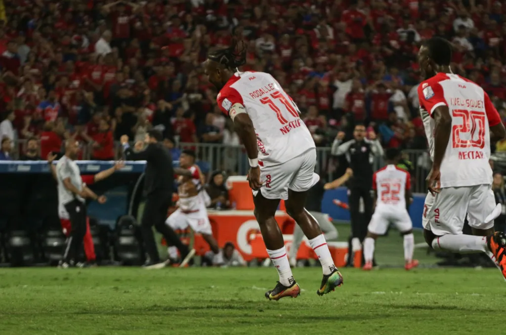 La celebración de Hugo Rodallega. (Foto: Independiente Santa Fe).