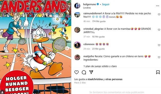 Los chilenos alcanzaron a dejarle comentarios de todo tipo a Rune