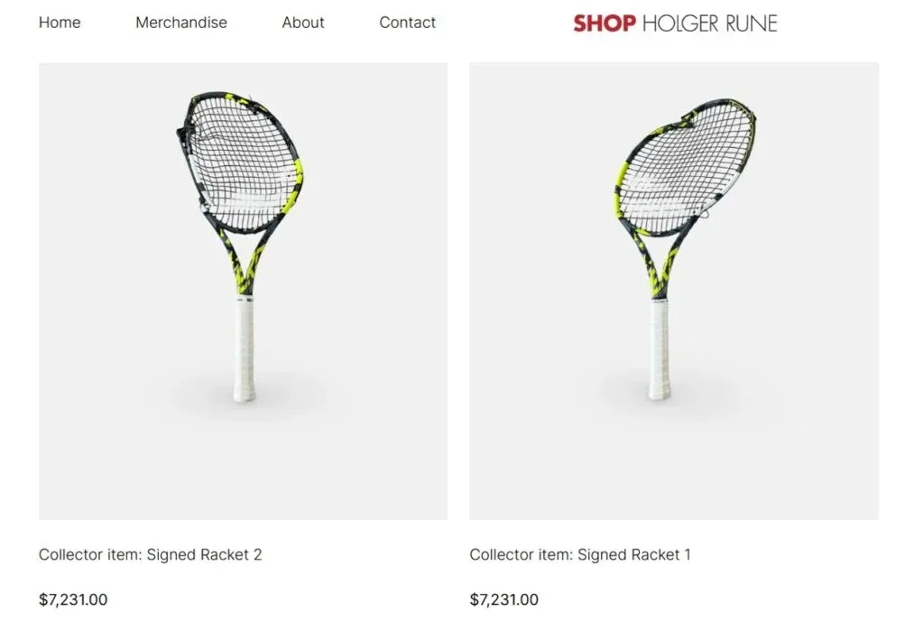 Las raquetas rotas que ofrece Rune