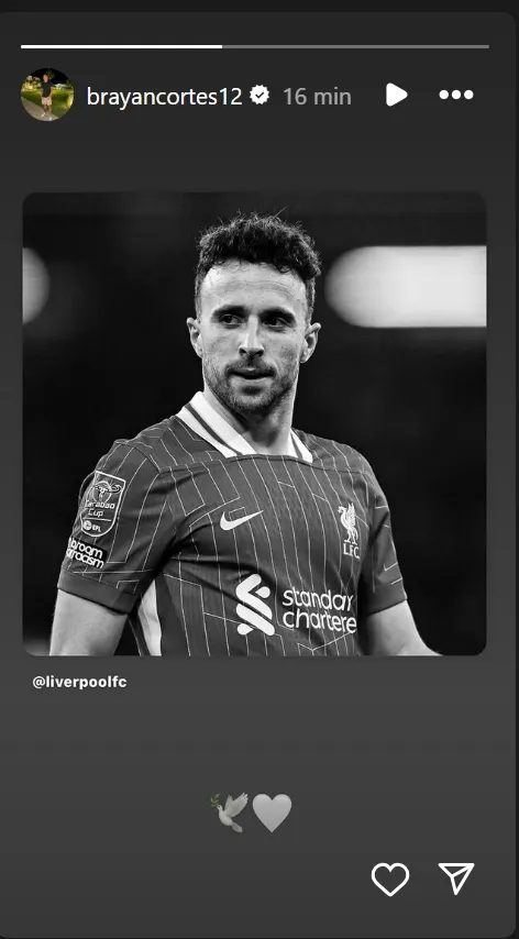 La publicación de Cortés sobre Diogo Jota