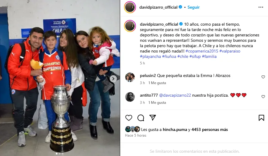 El posteo de David Pizarro.