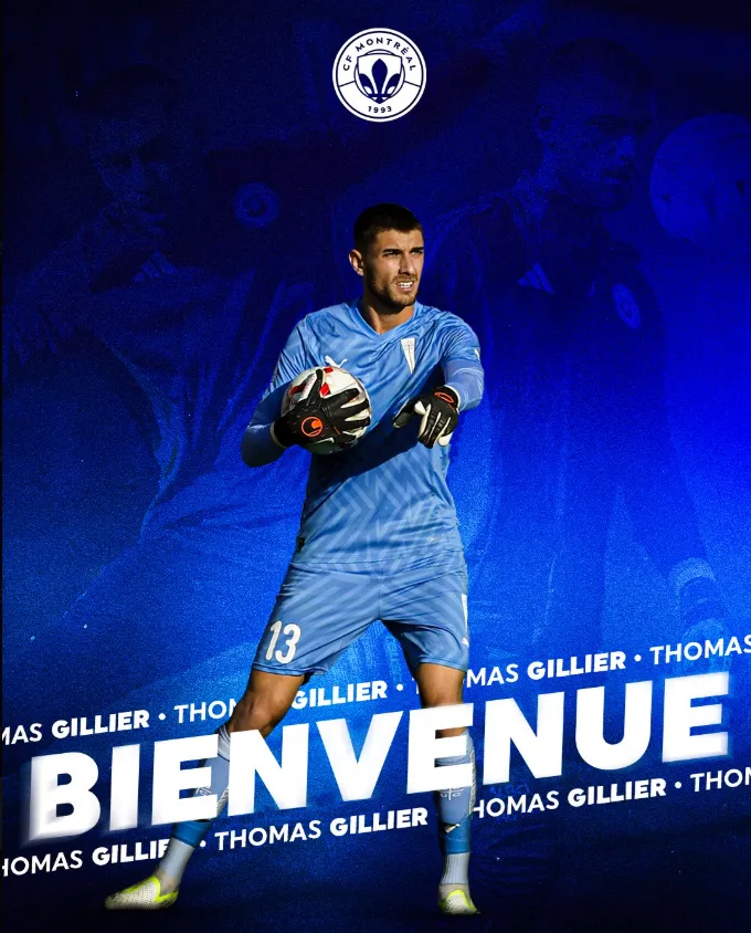 La gráfica de bienvenida a Thomas Gillier. (Captura CF Montréal).