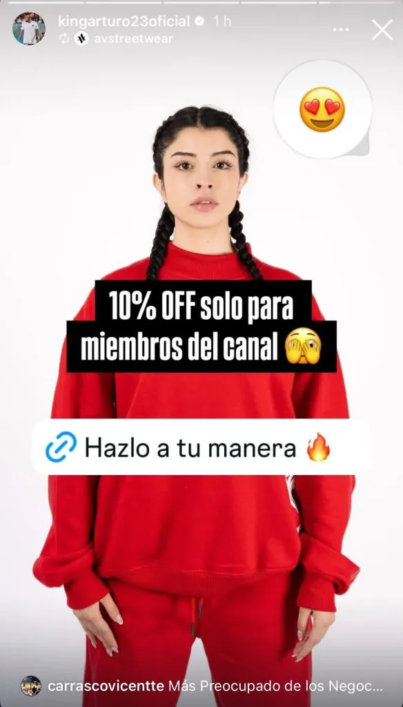 Arturo Vidal está promocionando su emprendimiento en plena crisis de Colo Colo. Foto: Instagram.