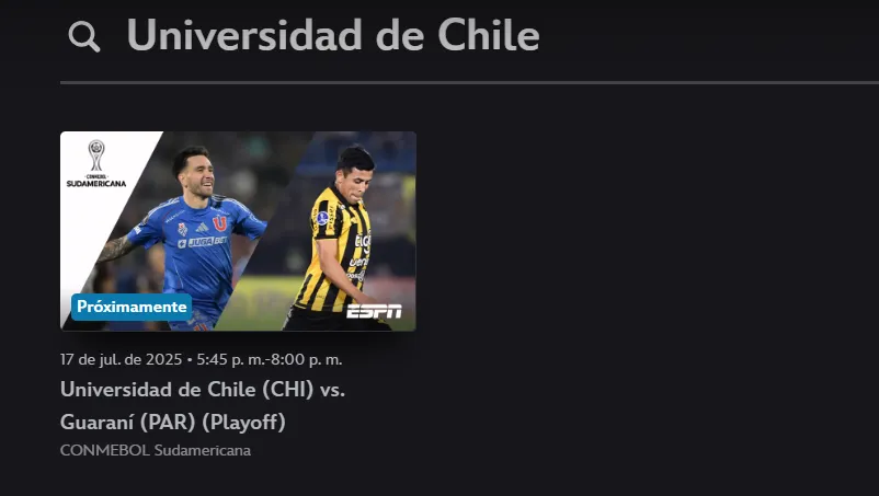 Disney confirmó la transmisión del duelo de ida de la U vs. Guaraní. (Foto: Captura)