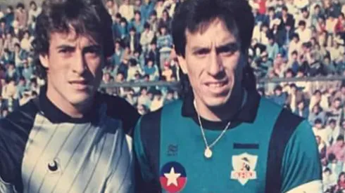 Leonardo Canales y Roberto Cóndor Rojas en un duelo entre Naval y Colo Colo de 1987.