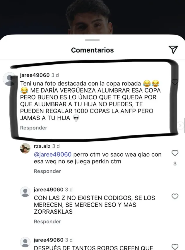Este fue el ofensivo mensaje que recibió Erick Wiemberg por la muerte de su hija. Foto: Instagram.