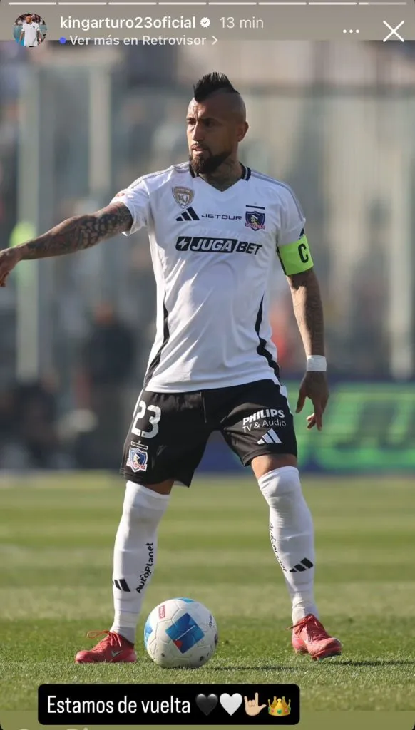 Arturo Vidal dejó este misterioso mensaje tras el empate de la U. Foto. Instagram.