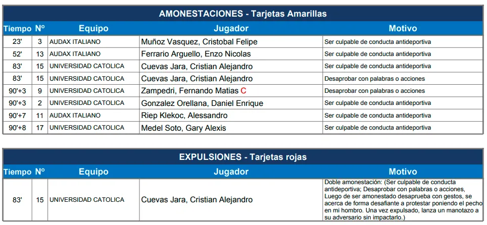 El detalle del informe arbitral (Captura)