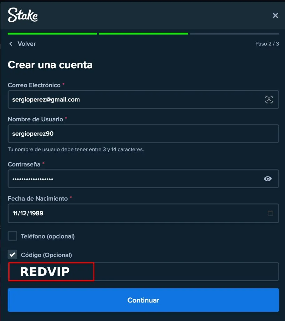 codigo promocional stake registro