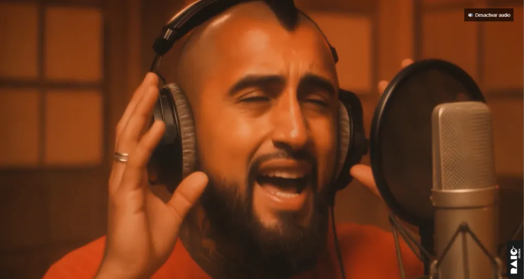 Arturo Vidal como parte de la versión hecha con IA de We Are The World.