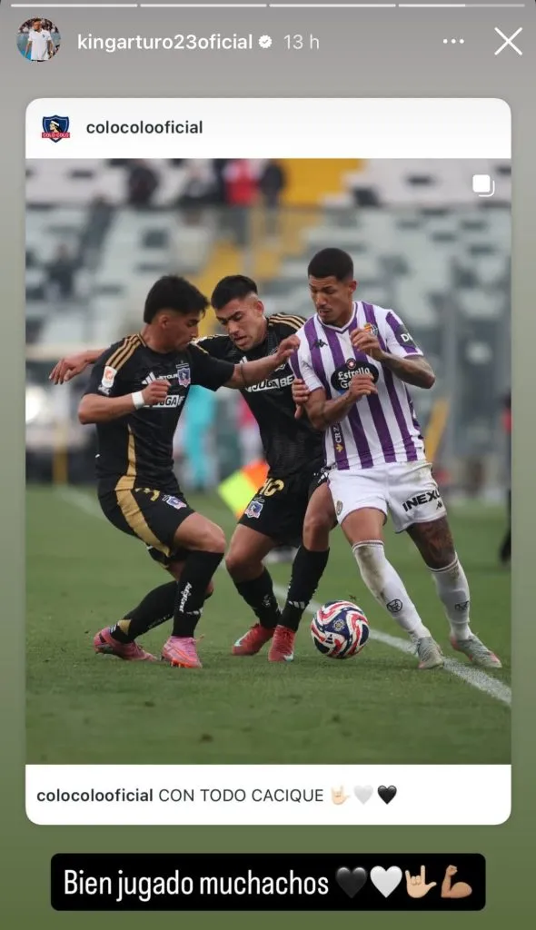 La palabra de Arturo Vidal por los juveniles de Colo Colo antea Real Valladolid. Foto: Instagram.