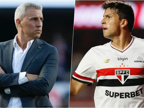 El bonito momento entre Gonzalo Tapia y Hernán Crespo en Sao Paulo