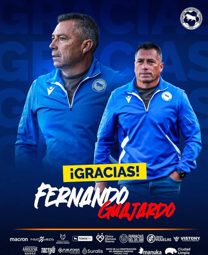 La gráfica de Provincial Osorno para agradecerle a Fernando Guajardo. (Captura Instagram).