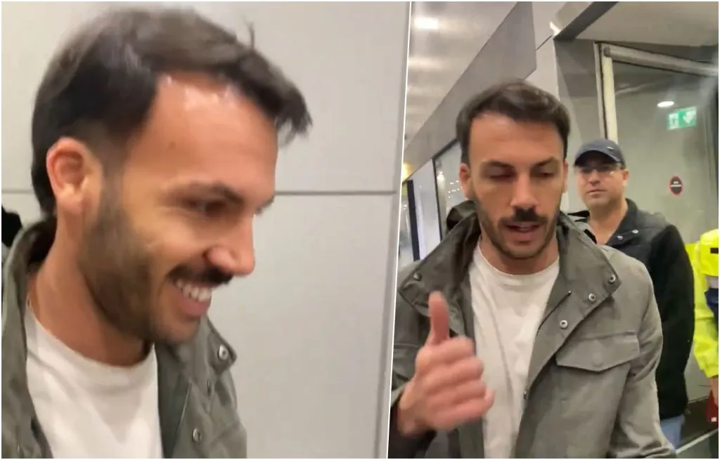 Sebastián Rodríguez en el aeropuerto en Pudahuel. Foto: Cooperativa.