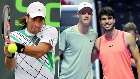 Nicolás Massú, Jannik Sinner y Carlos Alcaraz (Getty Images).