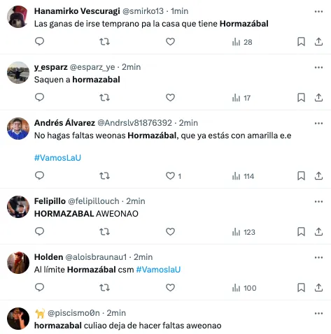 Las críticas en X contra Fabián Hormazábal.