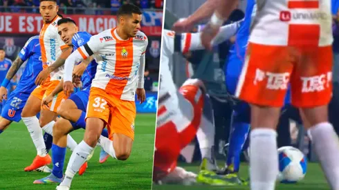 Moreno recibió la tarjeta roja directa por falta sobre Hormazábal