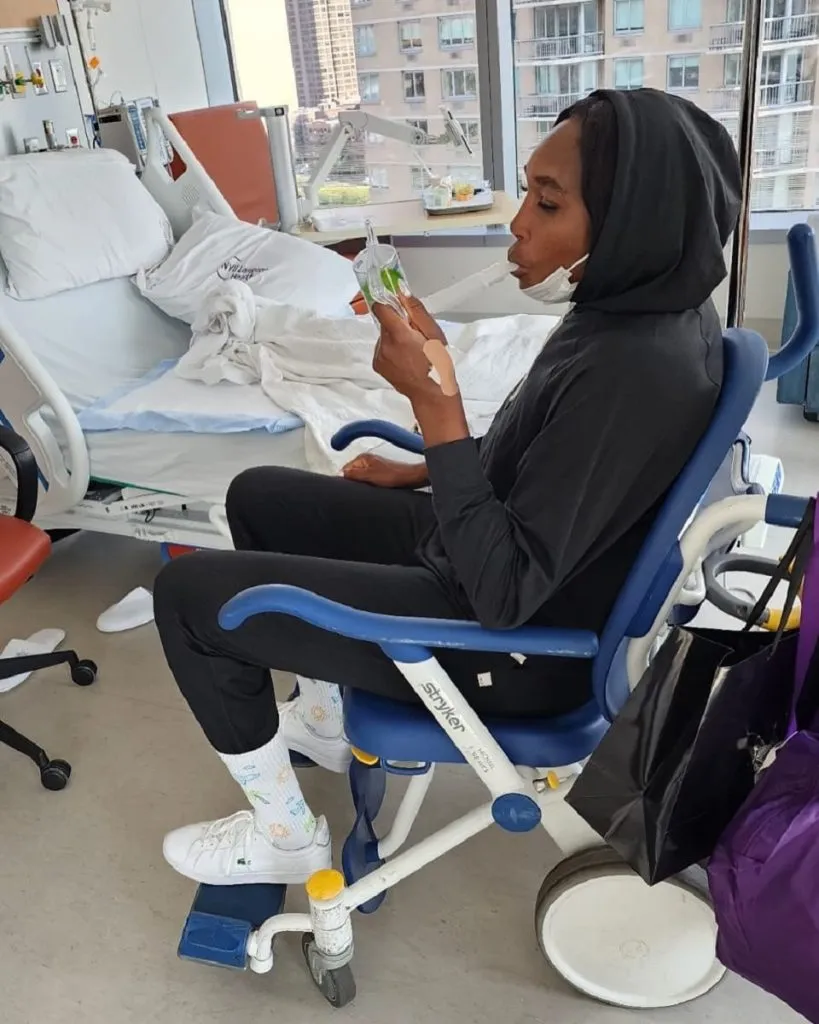 Venus Williams en el hospital (Instagram).