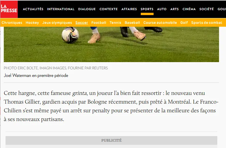 La Presse le dedicó lindas palabras a Thomas Gillier. Foto: Captura.