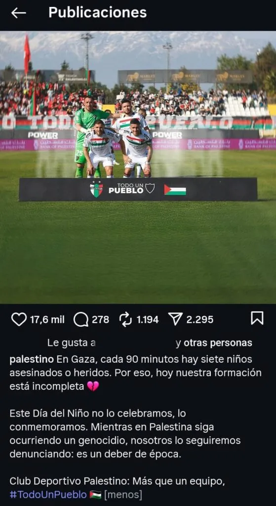 La publicación de Palestino que no deja indiferente.