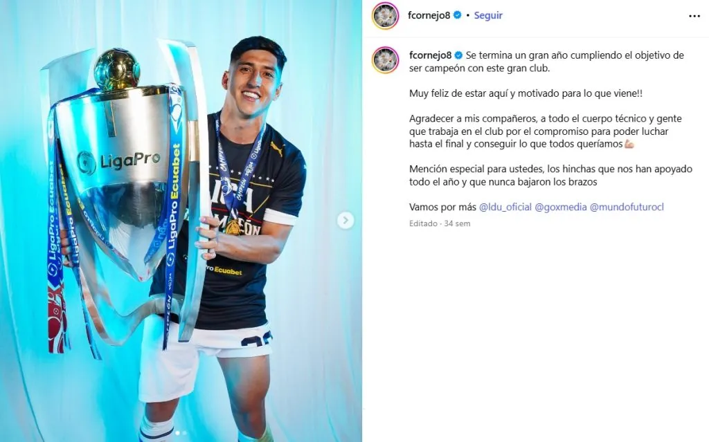 El chileno arribó el 2024 al equipo ecuatoriano.