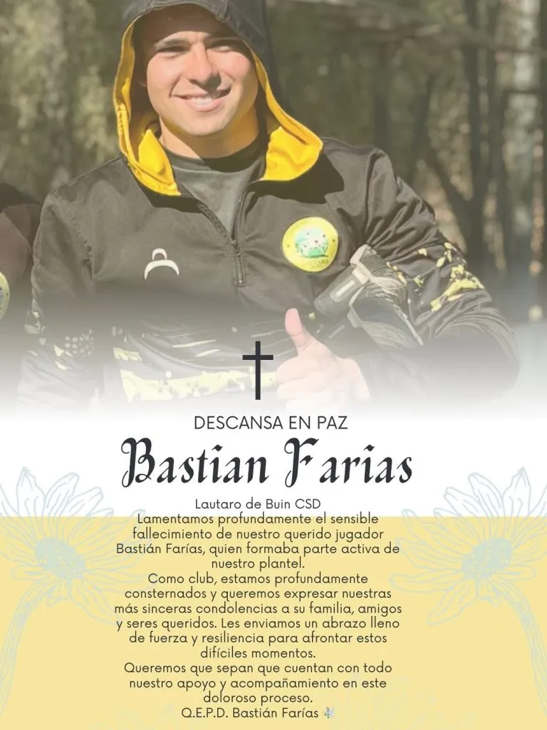 El comunicado de Lautaro de Buin tras confirmar muerte de Bastián Farías.