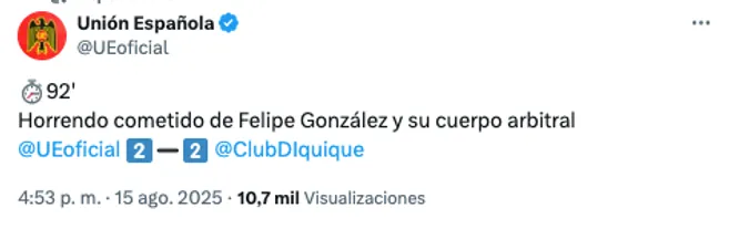 Unión Española reclamó contra el arbitraje de Felipe González