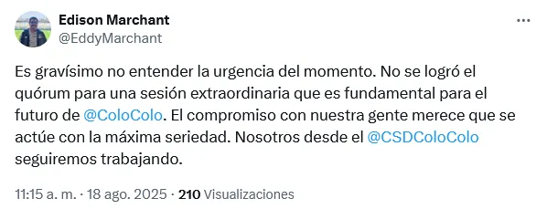 El mensaje de Marchant en X.