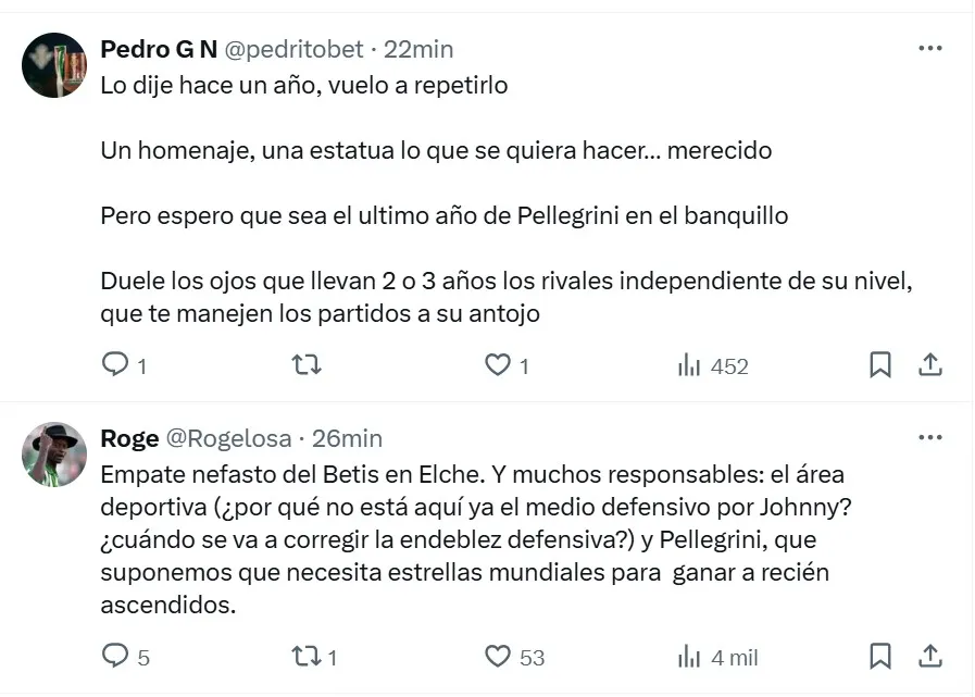 Los comentarios contra Pellegrini