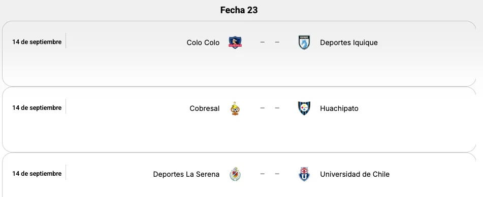 Los partidos de Colo Colo y la U de la fecha 23 de la Liga de Primera sufrirán reprogramación