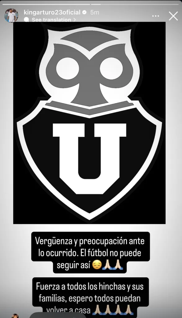 El mensaje de Vidal a U. de Chile | Instagram