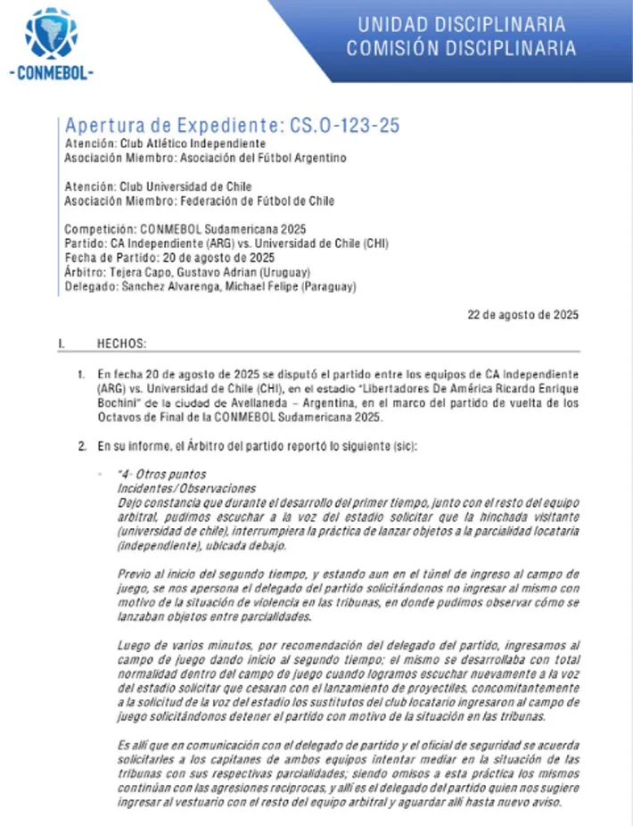 El informe arbitral.