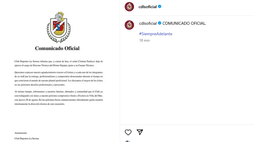 El comunicado oficial.