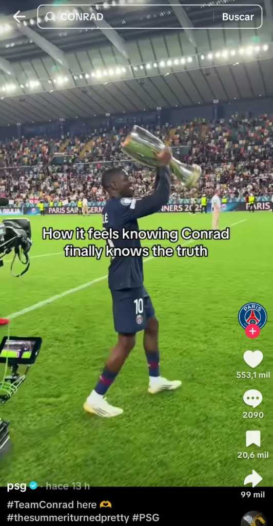 “Como se siente cuando Conrad finalmente sabe la verdad”, escribió el PSG.
