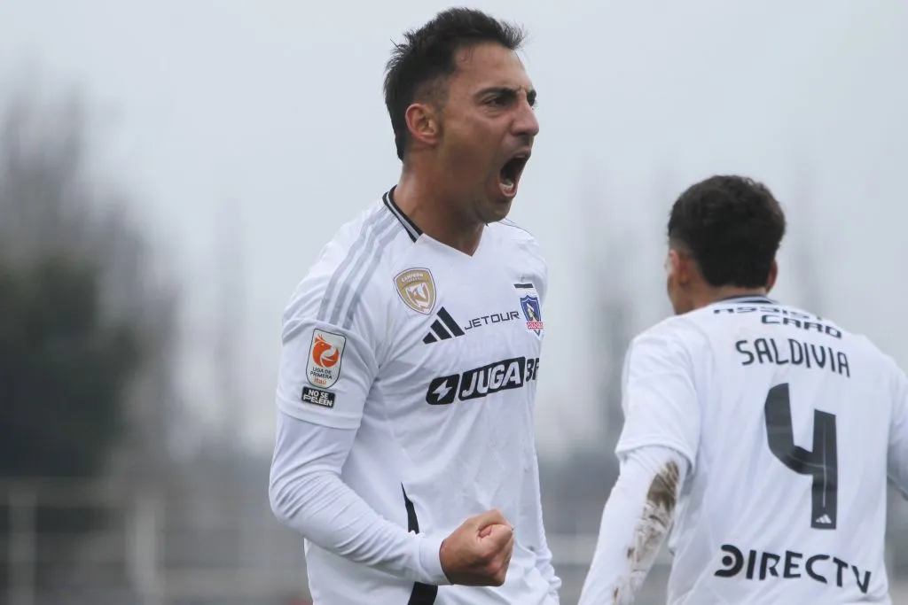 Javier Correa celebra un gol ante O’Higgins. (Jorge Loyola/Photosport).