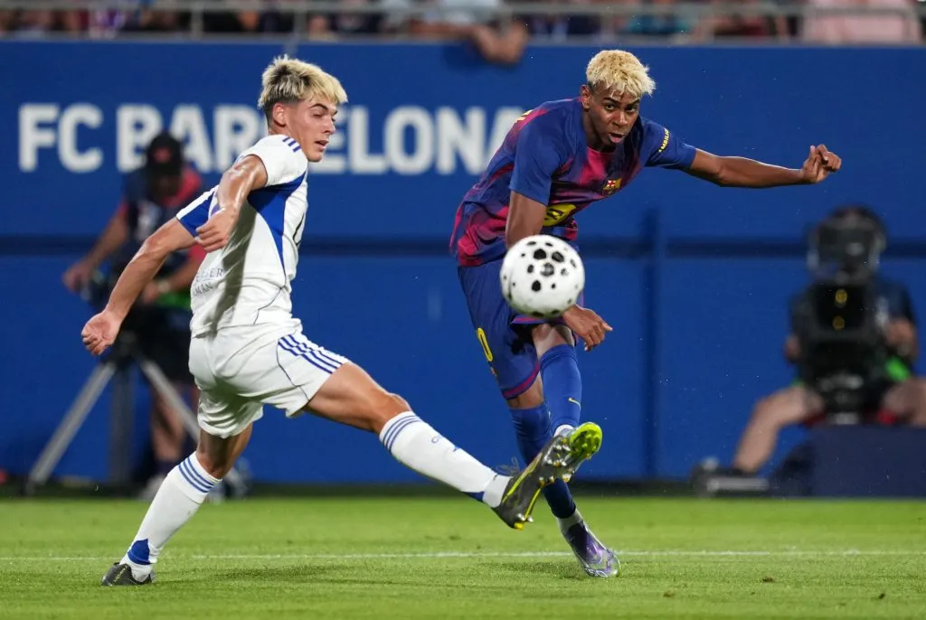 Lamine Yamal, el crack del Barcelona, apareció en un análisis sobre Carlos Palacios. (Alex Caparros/Getty Images)
