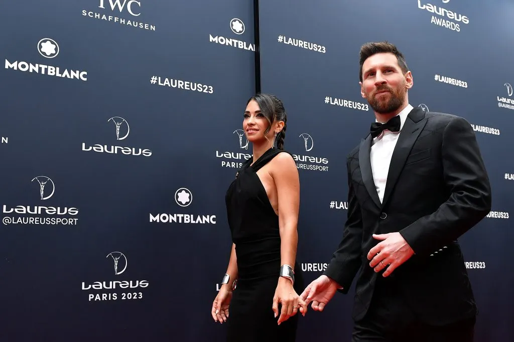 Lionel Messi junto a su mujer, Antonella Roccuzzo. (Aurelien Meunier/Getty Images for Laureus).