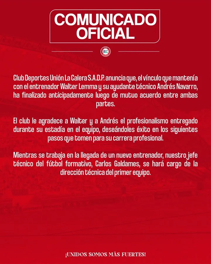 El comunicado oficial.