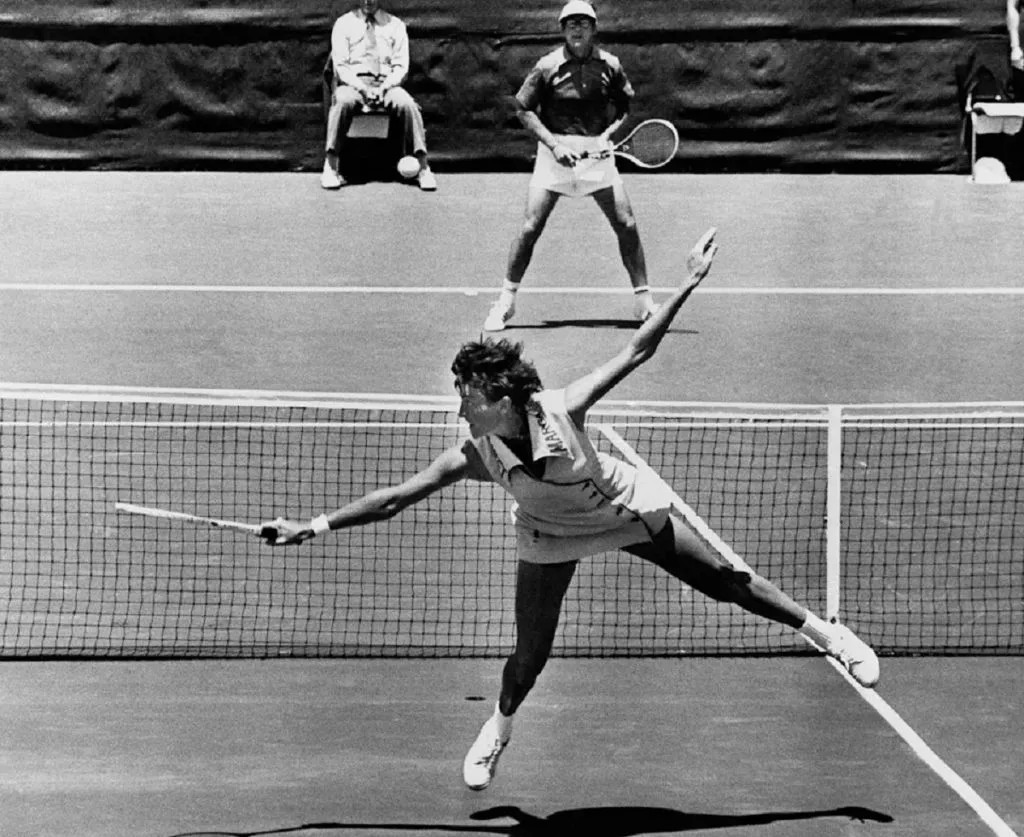 Bobby Riggs y Margaret Court en la Batalla de los Sexos 1973.