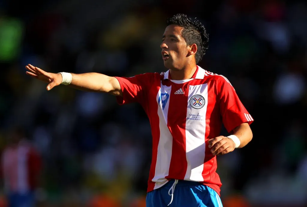 Lucas Barrios en el Mundial de Sudáfrica 2010 con Paraguay. (Clive Rose/Getty Images)