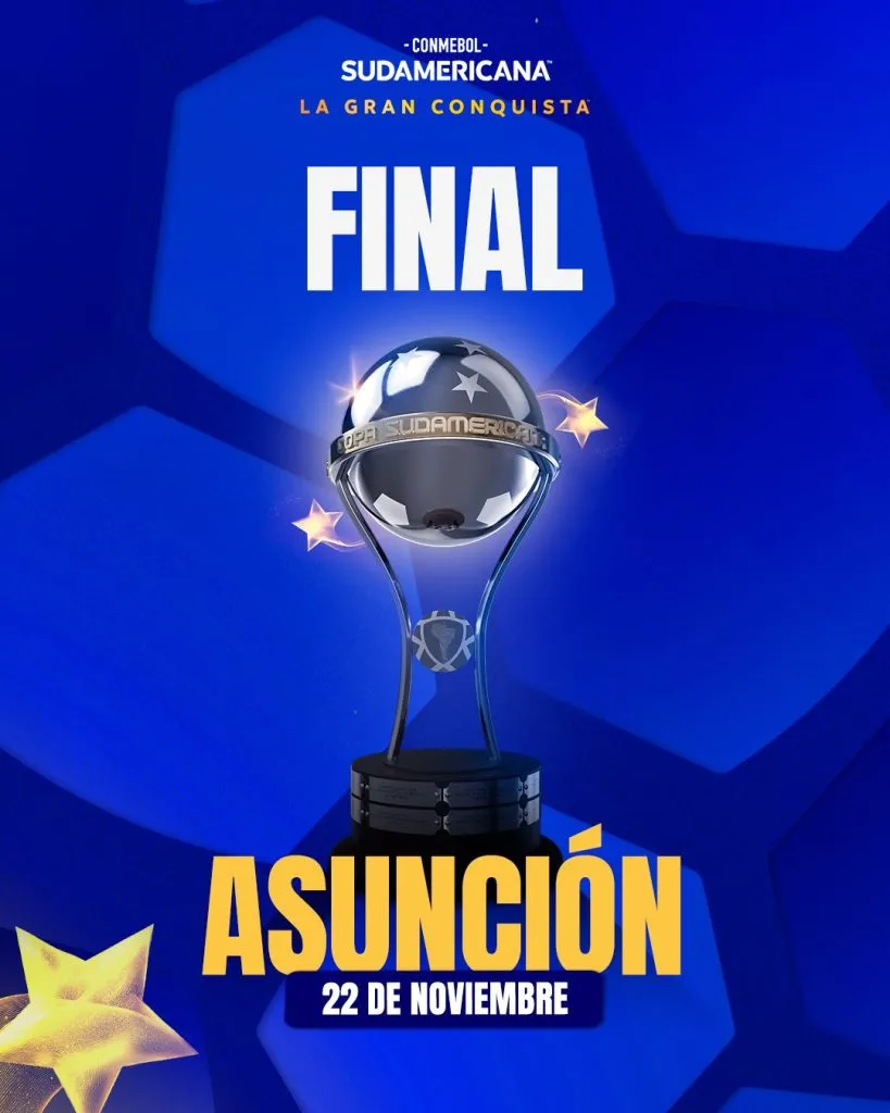 El aviso con que la Conmebol anunció el cambio para la final de la Copa Sudamericana. Foto: Copa Sudamericana.