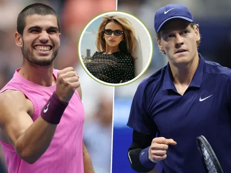 Rivales fuera de la cancha: Sinner y Alcaraz salieron con la misma modelo