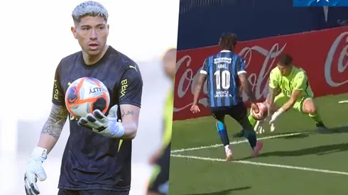 Brayan Cortés no lo pasó bien ante Liverpool.