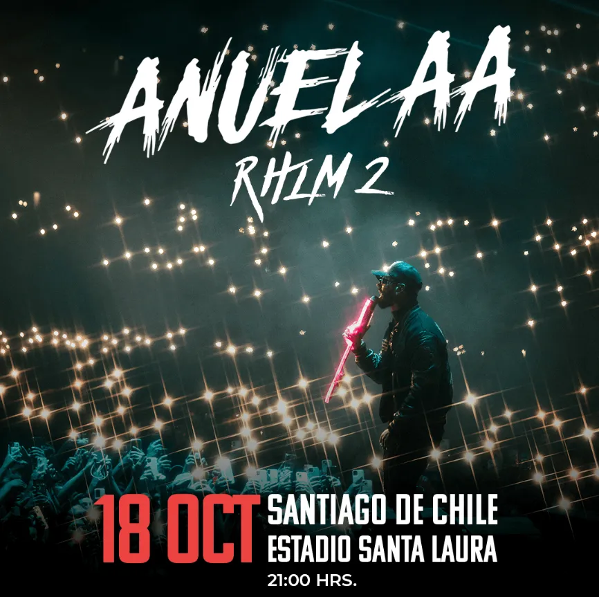 Anuel AA llega a Chile con su gira RHLM 2 en el Estadio Santa Laura. Foto: Captura Puntoticket.